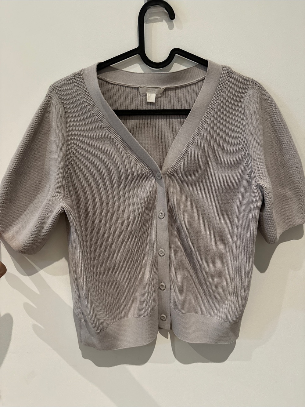 COS Light Gray Knit Short Sleeve Cardigan